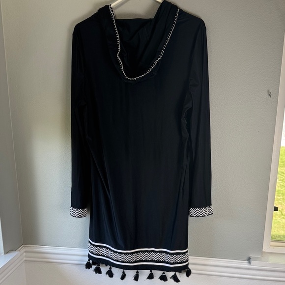 Cabana life Black Hooded swim cover up with Tassel Trim - Picture 8 of 10